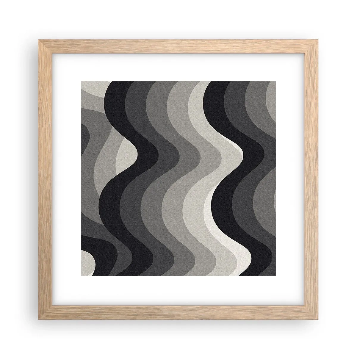 Poster in einem Rahmen aus heller Eiche - Eine Welle nach der anderen - 30x30 cm