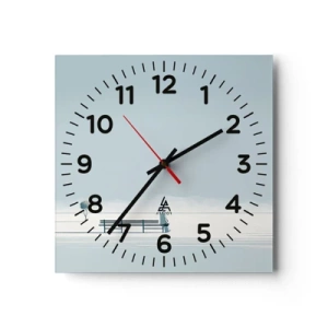Wanduhr - Glasuhr - Ja, ich warte. - 40x40 cm