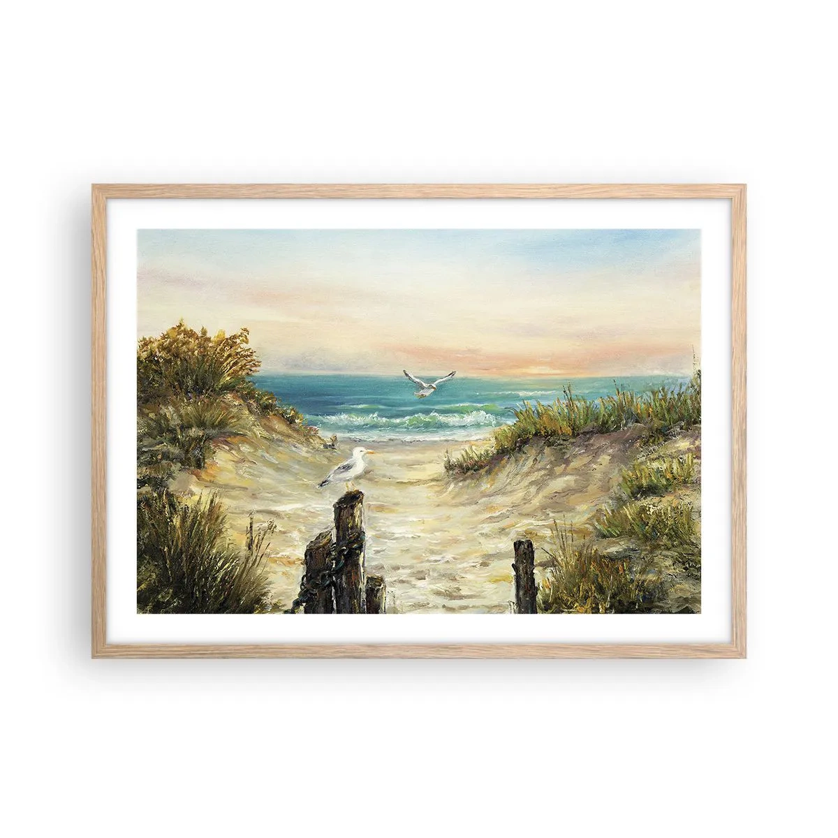 Poster in einem Rahmen aus heller Eiche - Windlose Abgeschiedenheit - 70x50 cm