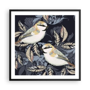 Poster in einem schwarzem Rahmen - Gelb-blauer Triller - 60x60 cm