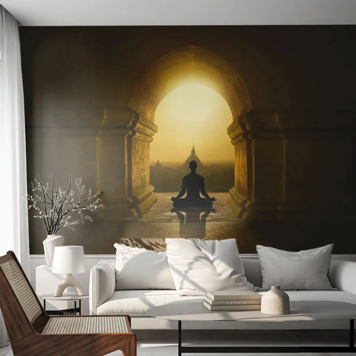 Fototapete Premium Canvas - Vollkommene Harmonie - Meditation, Tempel, Buddha - 150x105 cm