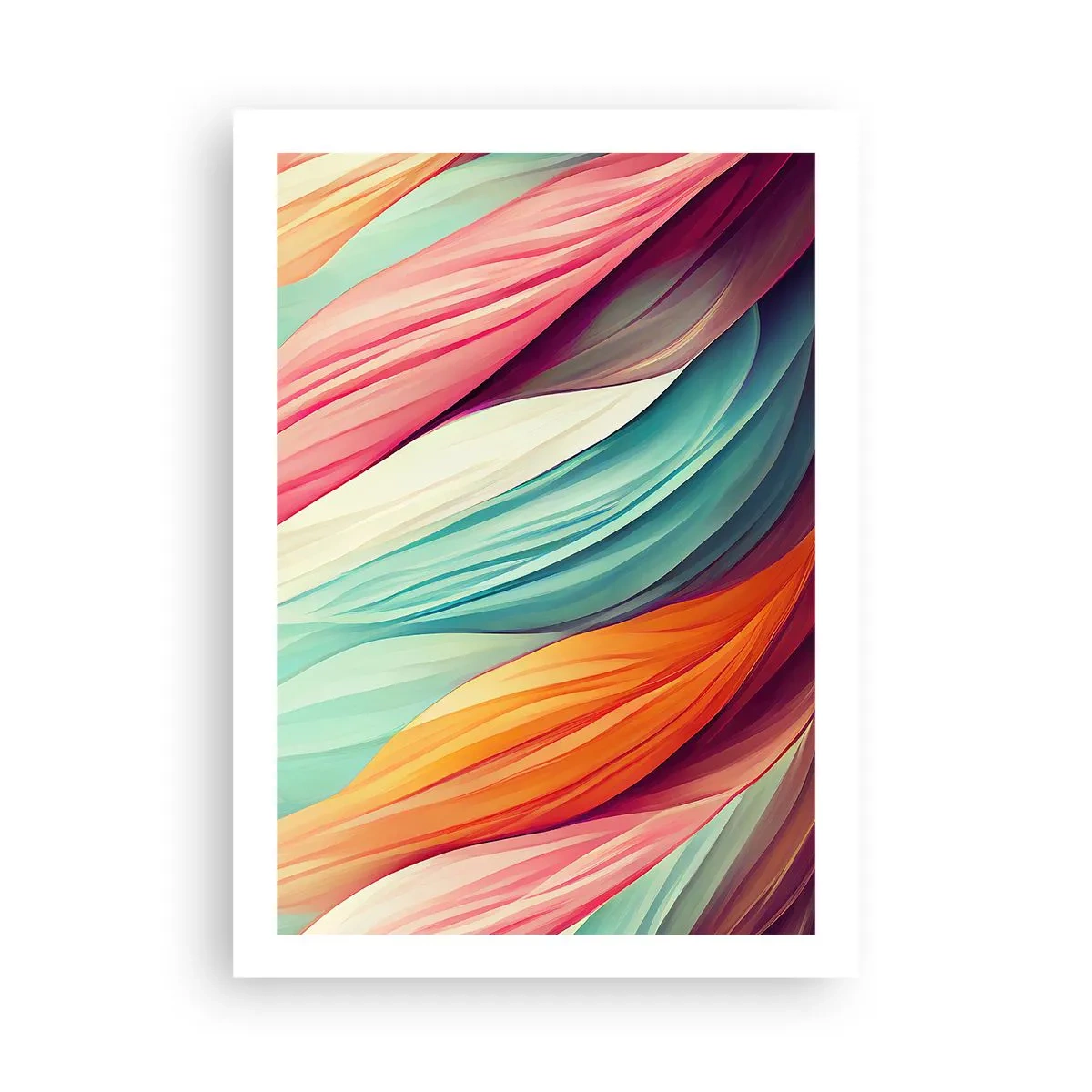 Poster - Eine abstrakte Komposition aus Wellenlinien in intensiven Farben. - 50x70cm - Regenbogengewebe - Moderne Wanddekoration für Wohnzimmer und Schlafzimmer ARTTOR