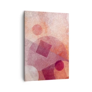 Bild auf Leinwand - Leinwandbild - Abstrakte geometrische Formen in Pastelltönen von Rosa - 50x70cm - Geometrische Transformationen in Pink - Moderne Wanddekoration für Wohnzimmer und Schlafzimmer ARTTOR