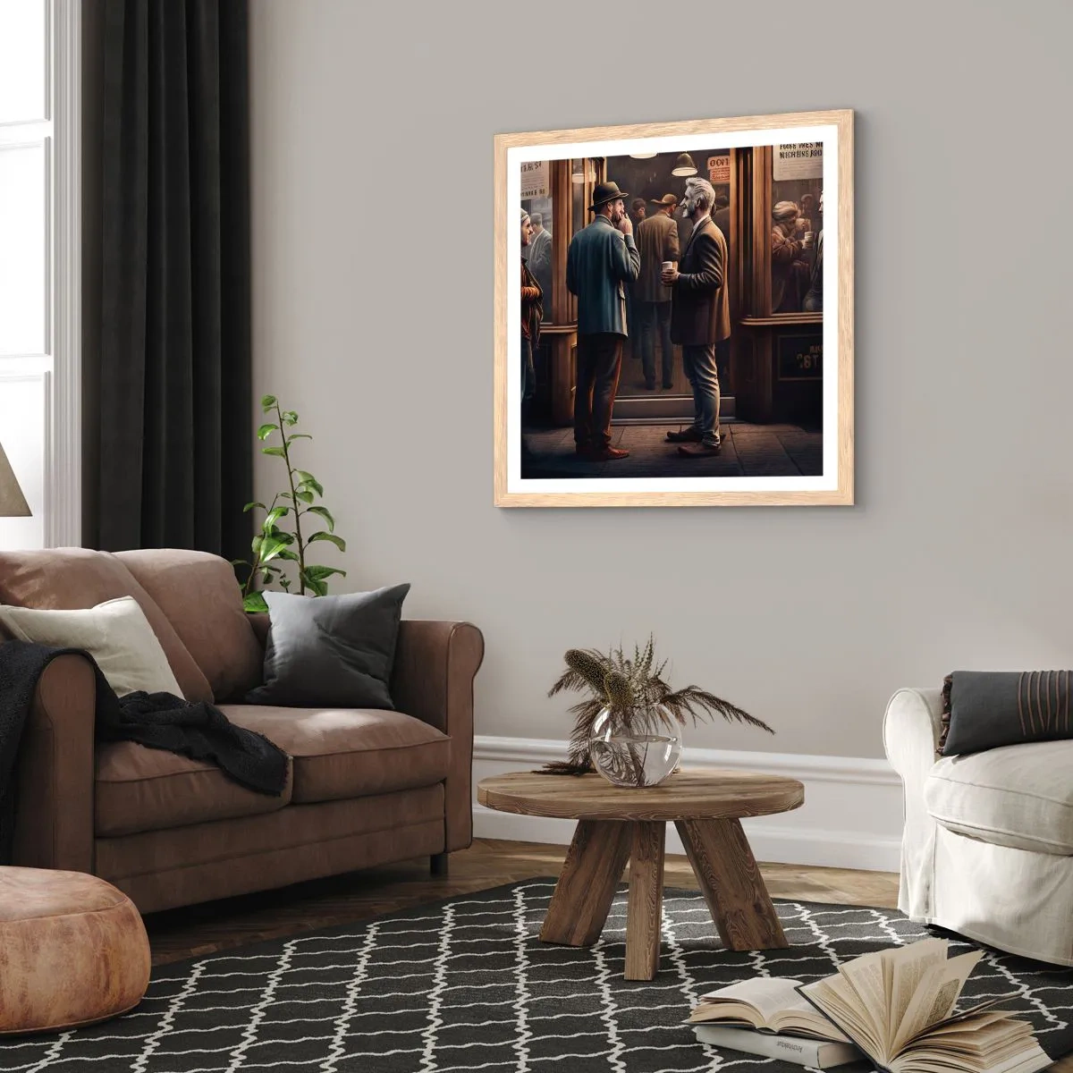 Poster in einem Rahmen aus heller Eiche - Gute Zeit des Tages - 60x60 cm