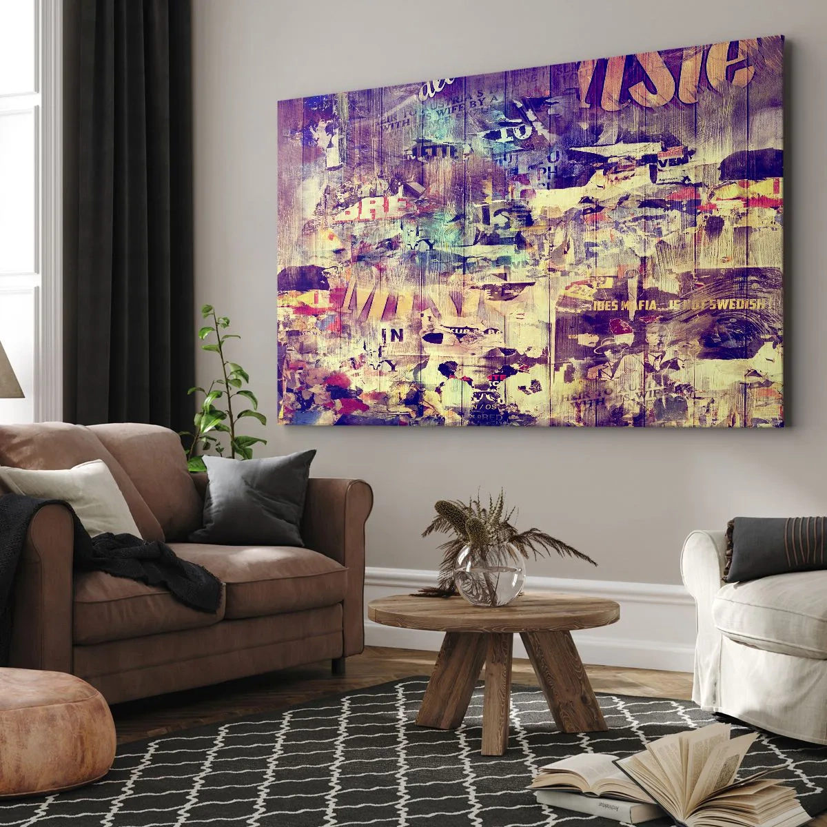Bild auf Leinwand - Leinwandbild - Bunte abstrakte Collage mit Text und Grafiken - 100x70cm - Und das ist alles, was es geben wird - Moderne Wanddekoration für Wohnzimmer und Schlafzimmer ARTTOR