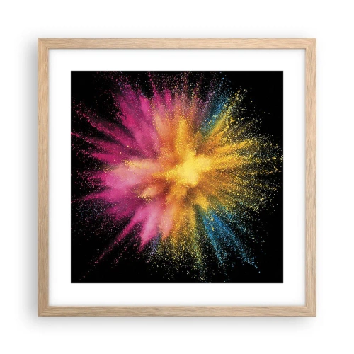 Poster in einem Rahmen aus heller Eiche - Die Geburt der Farben - 40x40 cm