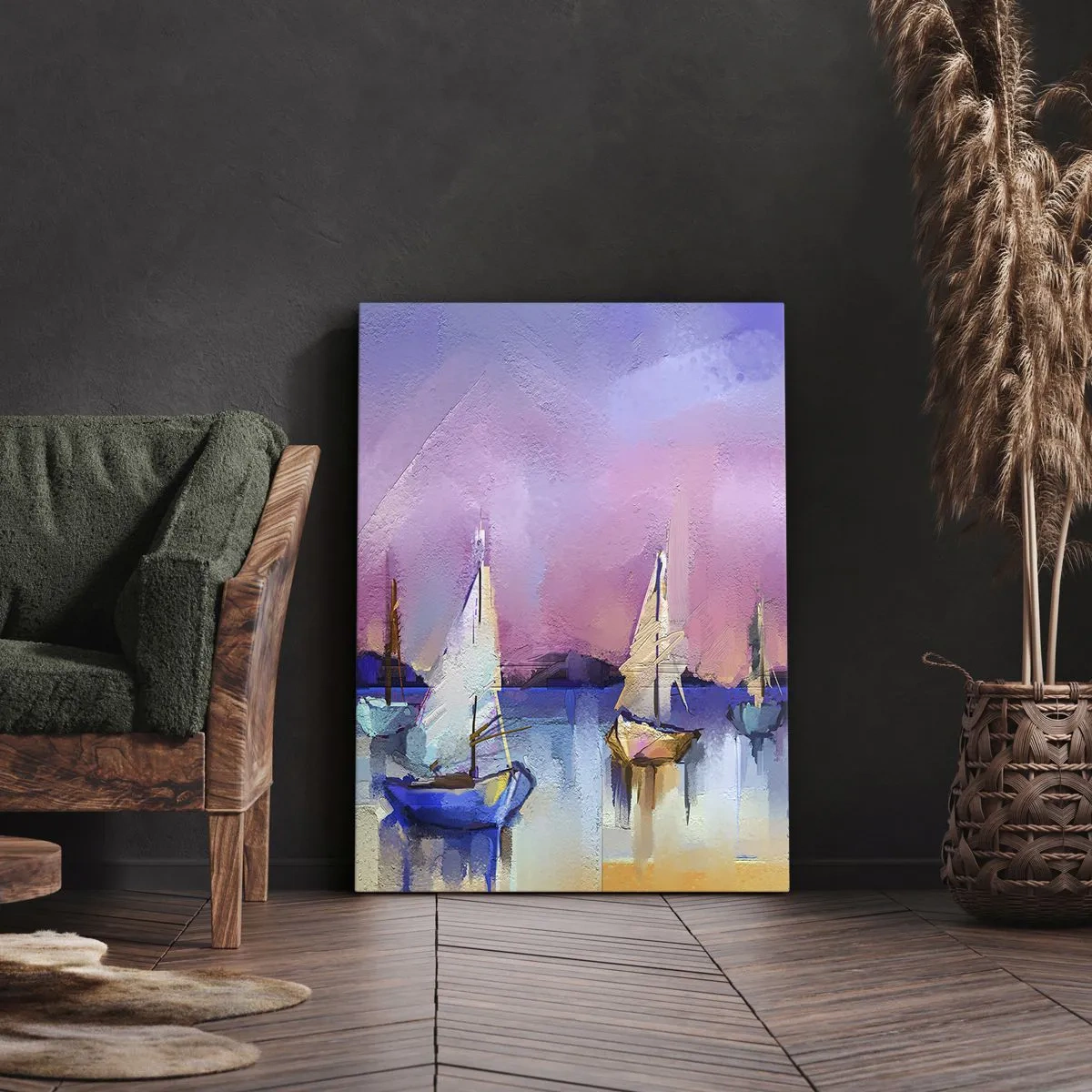 Bild auf Leinwand - Leinwandbild - Richtung: breites Wasser - 65x120 cm