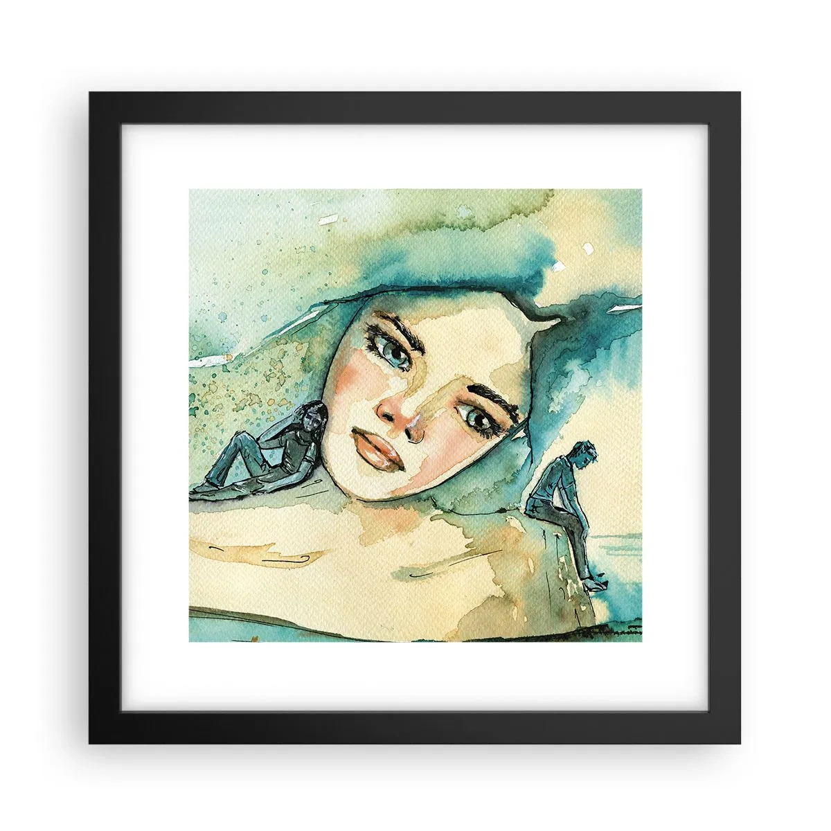 Poster in einem schwarzem Rahmen - Bin ich blau? - 30x30 cm