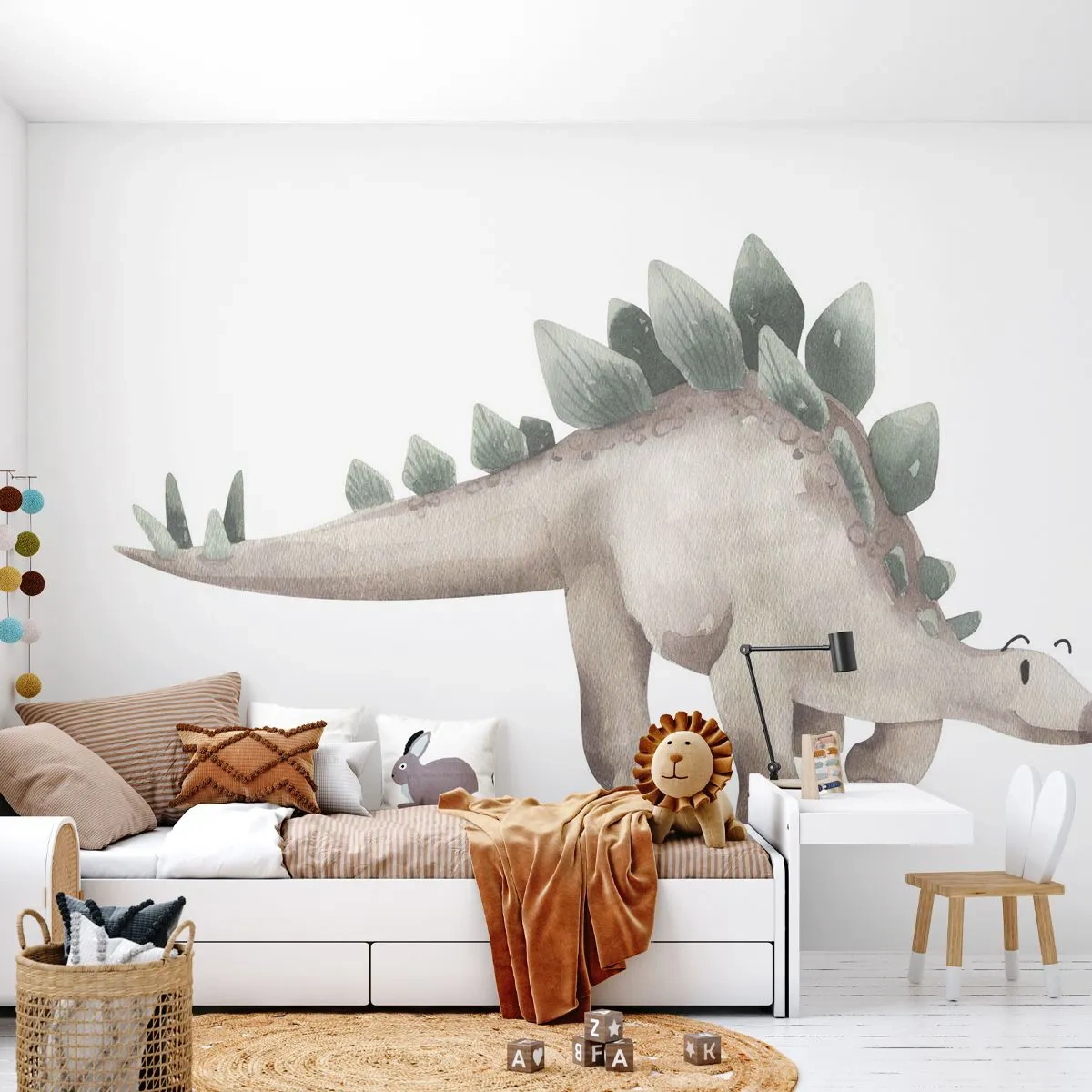 Selbstklebende Fototapete Deluxe Sticker - Euer Freund - Dinosaurier, Kinder, Stegosaurus - 100x70 cm