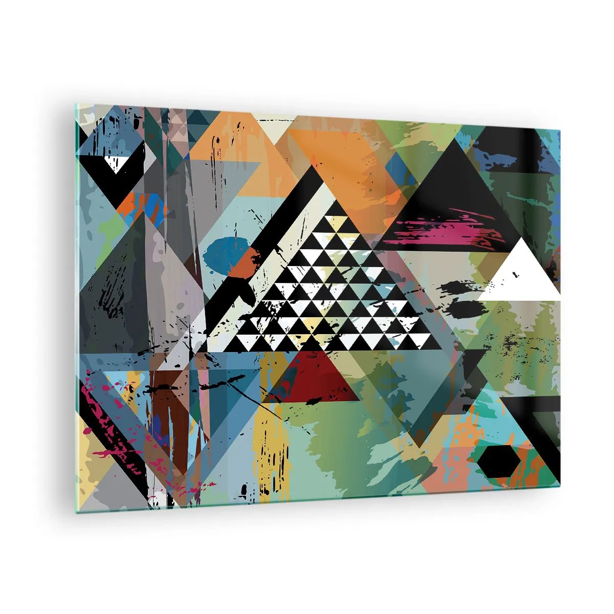 Glasbild - Bild auf glas - Abstrakte Komposition aus geometrischen Formen und Farben - 70x50cm - Wie einfach ist es - Moderne Wanddekoration für Wohnzimmer und Schlafzimmer ARTTOR
