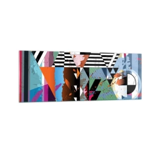 Glasbild - Bild auf glas - Abstrakte geometrische Komposition mit lebendigen Farben - 140x50cm - Geometrisch und organisch - Moderne Wanddekoration für Wohnzimmer und Schlafzimmer ARTTOR