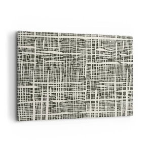 Bild auf Leinwand - Leinwandbild - Ein geometrisches Muster, das einem Gitter auf hellem Hintergrund ähnelt - 120x80cm - Gewebte Komposition - Moderne Wanddekoration für Wohnzimmer und Schlafzimmer ARTTOR