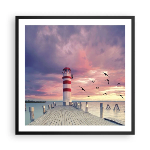 Poster in einem schwarzem Rahmen - Es ist Zeit zum Hafen zu gehen - 60x60 cm