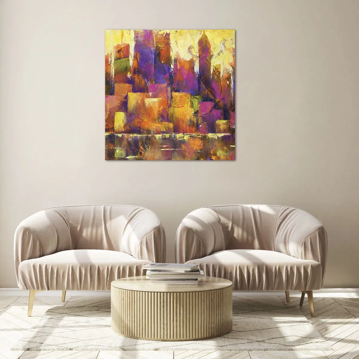 Glasbild - Bild auf glas - Metropolitische Komposition - 70x70 cm