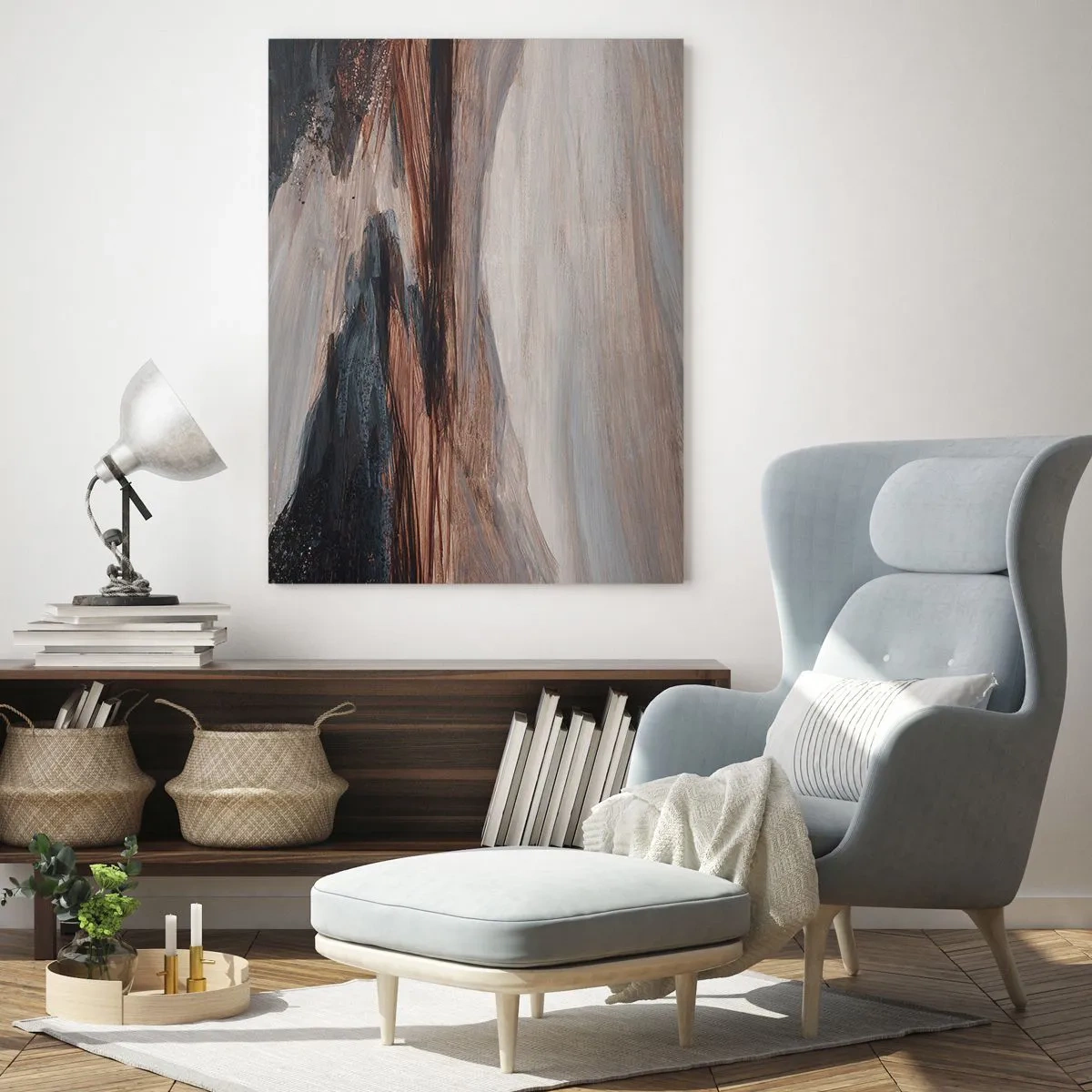 Glasbild - Bild auf glas - Eine malerische Landschaft mit Fluss und Bergen - 80x120cm - Ruhiges Tal - Moderne Wanddekoration für Wohnzimmer und Schlafzimmer ARTTOR