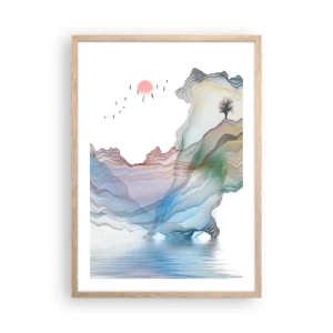 Poster in einem Rahmen aus heller Eiche - Zu den Kristallbergen - 50x70 cm