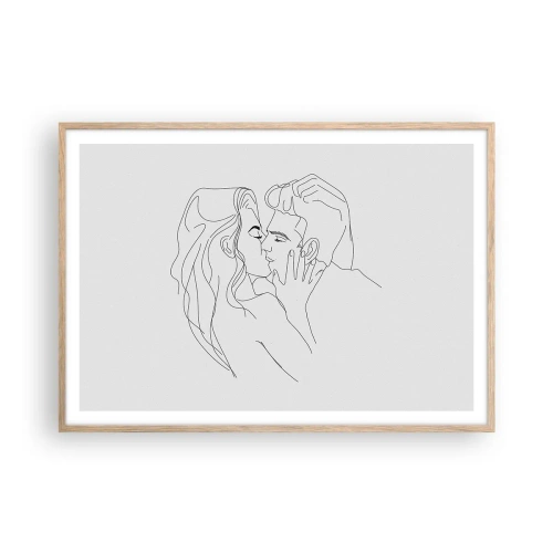 Poster in einem Rahmen aus heller Eiche - Dieselbe Linie - 100x70 cm