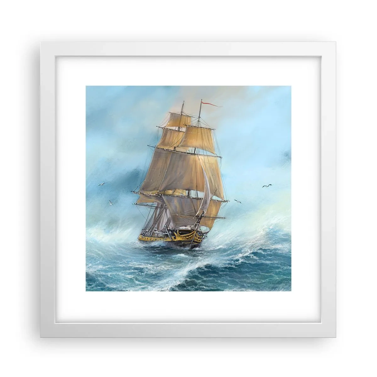 Poster in einem weißen Rahmen - Über die Wellen gleiten - 30x30 cm