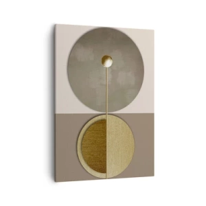 Bild auf Leinwand - Leinwandbild - Abstrakte Kreise in Gold- und Beigetönen - 50x70cm - Perfekte Balance - Moderne Wanddekoration für Wohnzimmer und Schlafzimmer ARTTOR