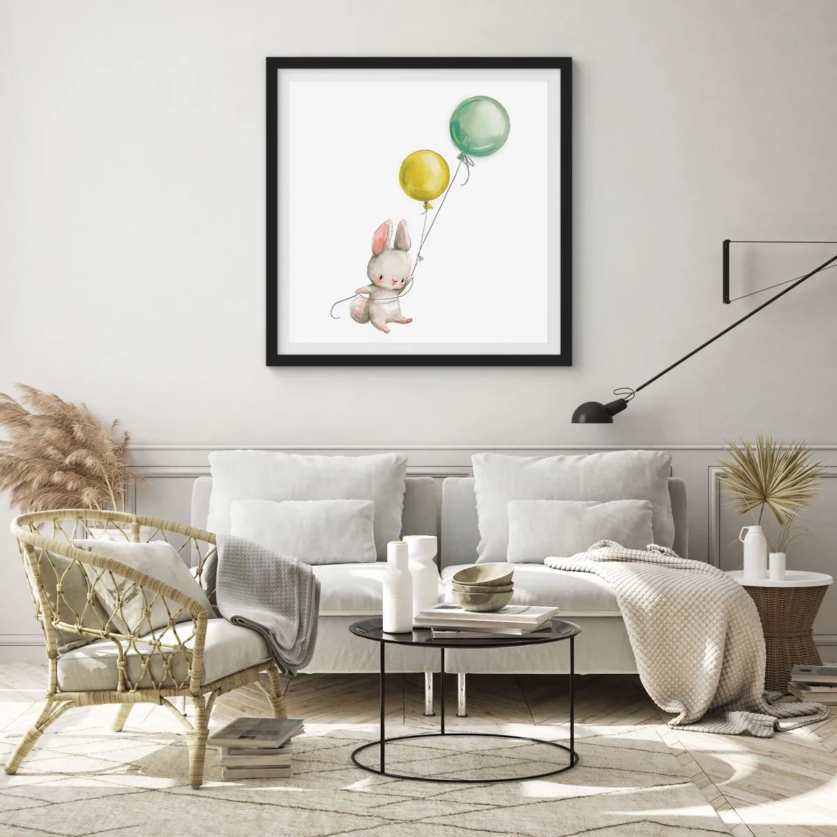 Poster in einem schwarzem Rahmen - Ich werde auch fliegen! - 60x60 cm