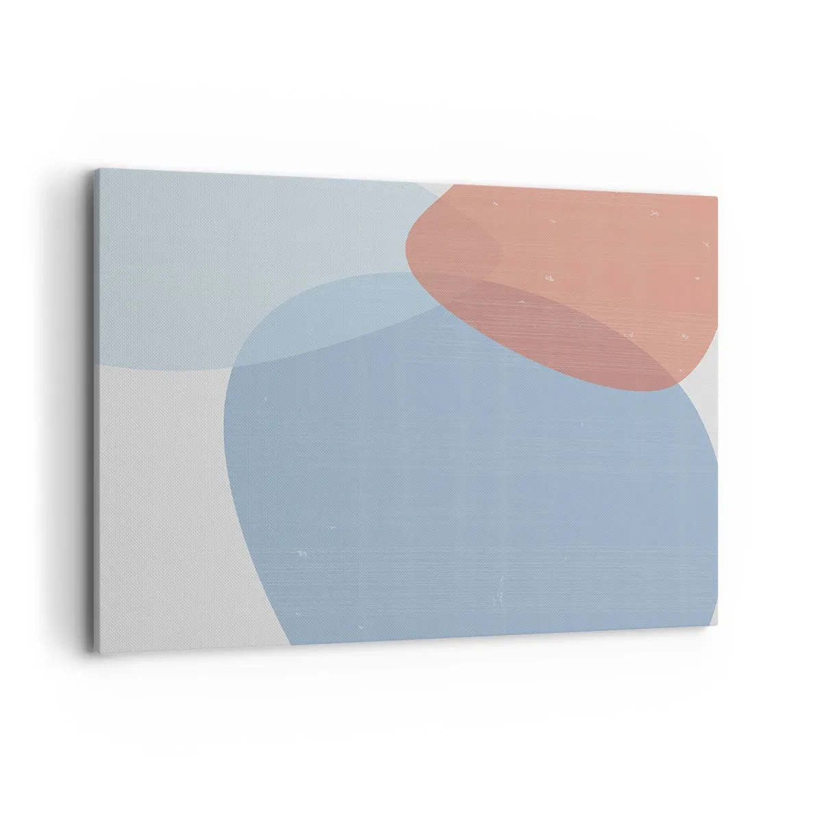 Bild auf Leinwand - Leinwandbild - Eine abstrakte Komposition in Pastelltönen von Blau und Rosa mit organischen Formen. - 100x70cm - Pastellbeziehungen - Moderne Wanddekoration für Wohnzimmer und Schlafzimmer ARTTOR