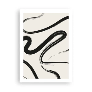 Poster - Abstrakte schwarze Linien auf hellem Hintergrund - 50x70cm - Schwarz-Weiß-Laune - Moderne Wanddekoration für Wohnzimmer und Schlafzimmer ARTTOR
