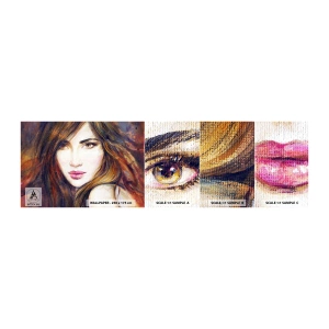 Fototapeten Muster Selbstklebend Deluxe Sticker - Einen Penny für deine Gedanken - Das Gesicht einer Frau, Porträt einer Frau, Haar - 100x30 cm