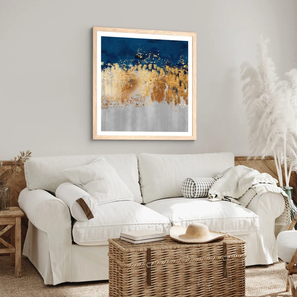 Poster in einem Rahmen aus heller Eiche - Moderne Komposition mit Glanz - 50x50 cm