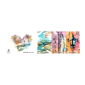 Fototapeten Muster Selbstklebend Deluxe Sticker - Das Herz der Stadt - Stadt, Die Architektur, Brücke - 100x30 cm