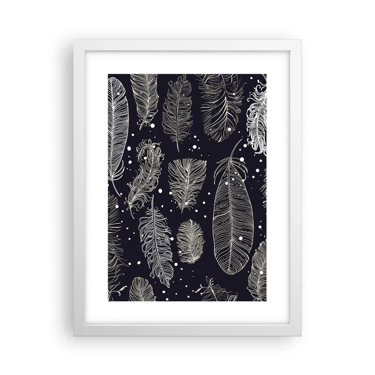 Poster in einem weißen Rahmen - Gefiederte Spitze - 30x40 cm