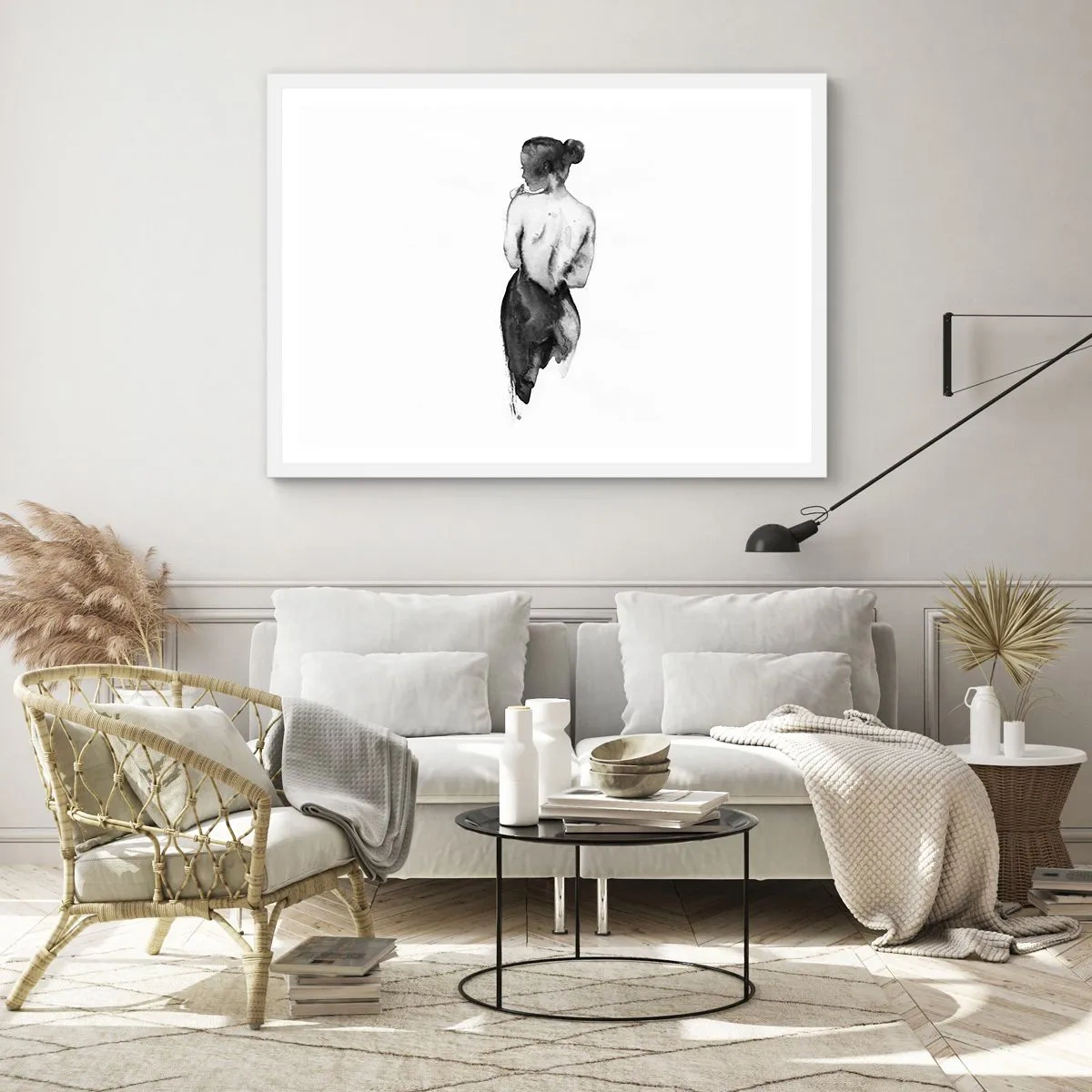 Poster in einem weißen Rahmen - Bei ihr verschwindet die Welt - 70x50 cm