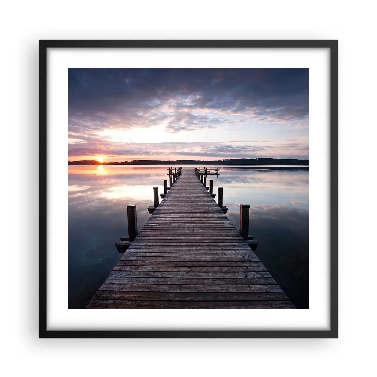 Poster in einem schwarzem Rahmen - Eine stille Grenze zwischen Tag und Nacht - 50x50 cm