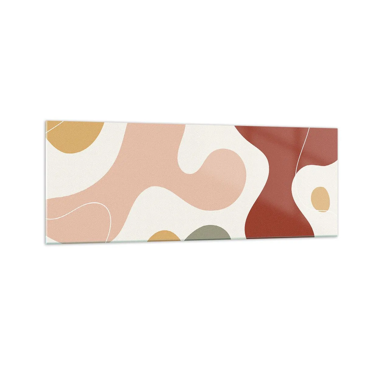 Glasbild - Bild auf glas - Eine abstrakte Komposition in Pastelltönen mit dynamischen Formen. - 140x50cm - Kringel oder Schnörkel? - Moderne Wanddekoration für Wohnzimmer und Schlafzimmer ARTTOR
