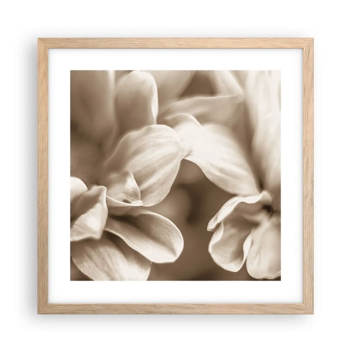 Poster in einem Rahmen aus heller Eiche - So sanft wie ein Lächeln - 40x40 cm