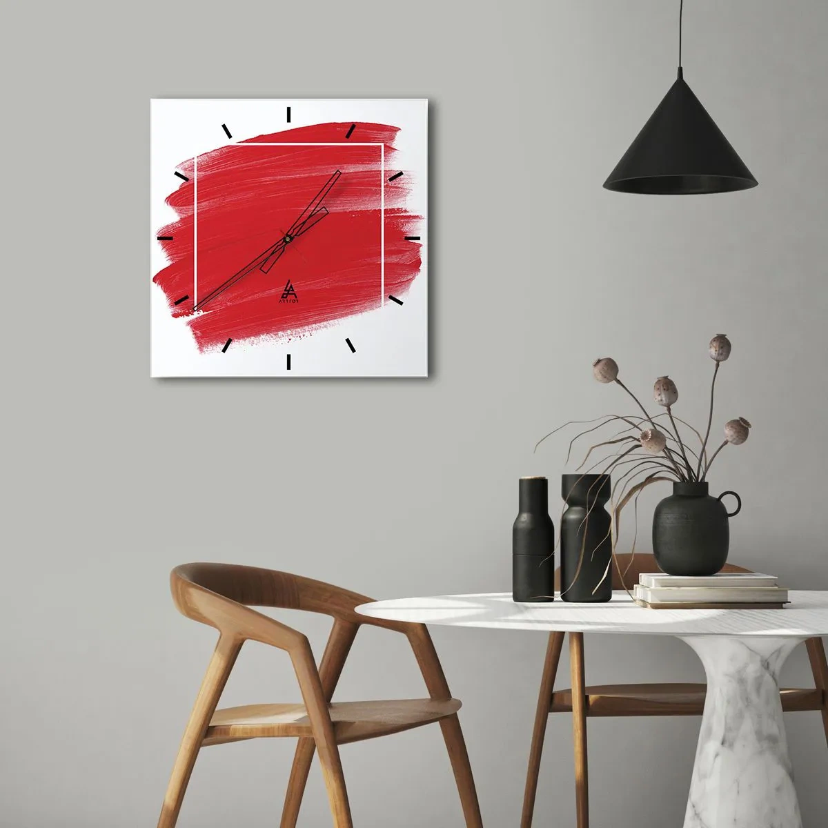 Wanduhr - Glasuhr - Aus dem Rahmen - 40x40 cm