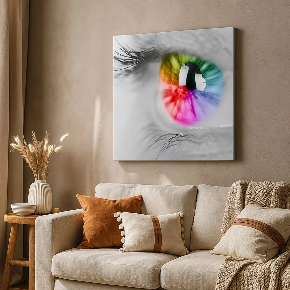 Bild auf Leinwand - Leinwandbild - Schau dir die Welt in Farbe an - 30x30 cm