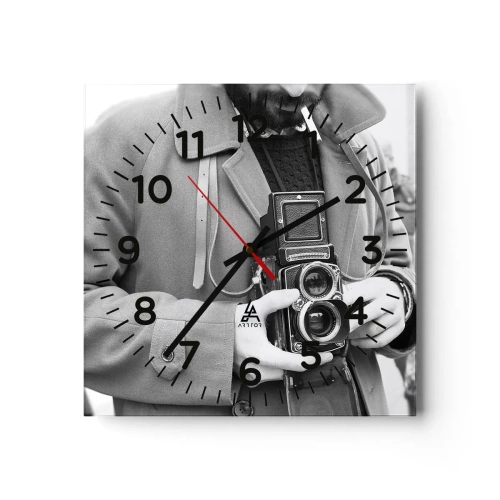 Wanduhr - Glasuhr - Retro-Stil - 40x40 cm