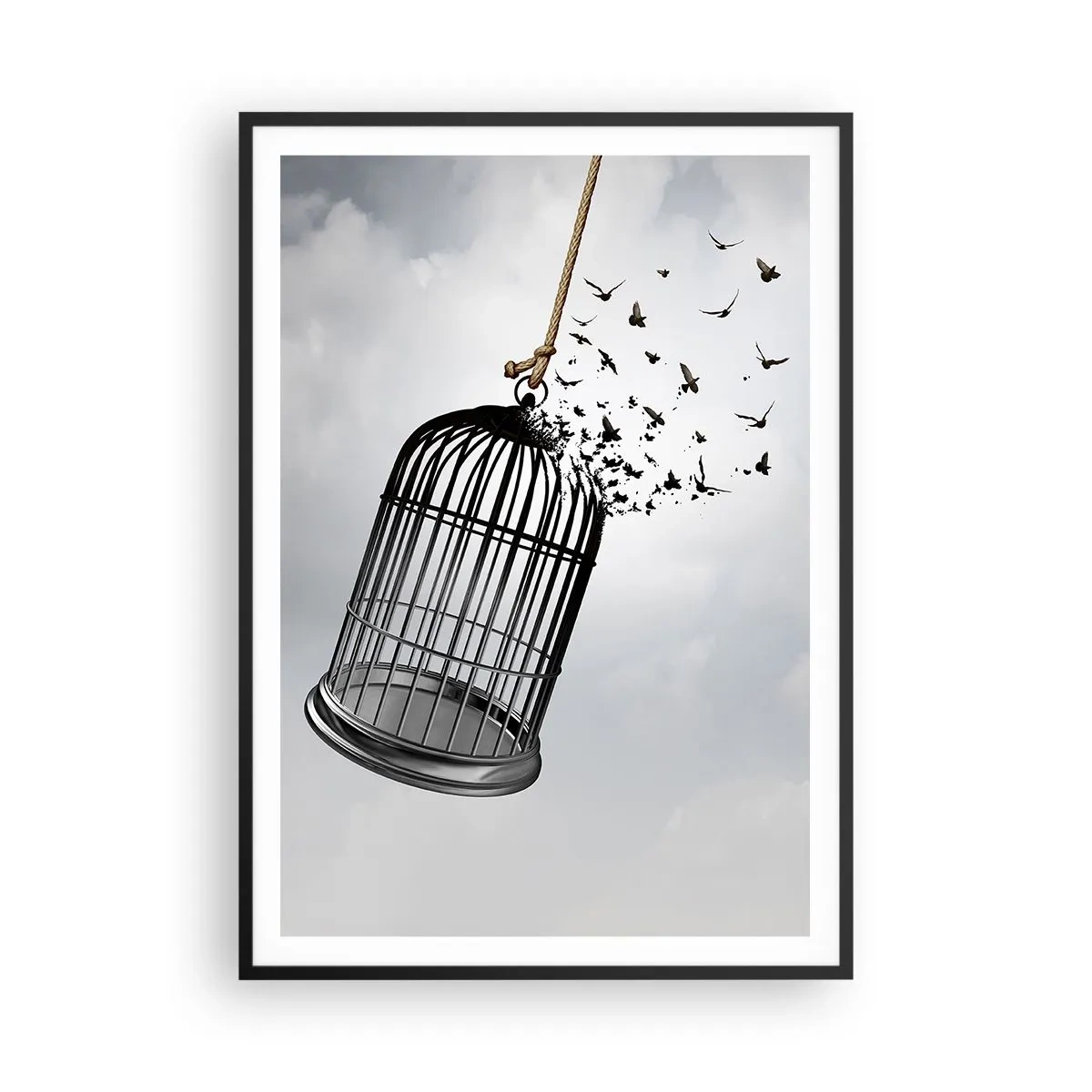 Poster in einem schwarzem Rahmen - Glaube ... Hoffnung ... Freiheit! - 70x100 cm
