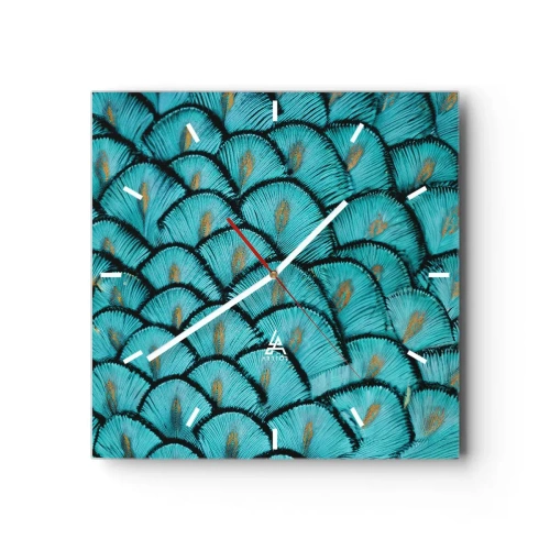 Wanduhr - Glasuhr - Große Federgala - 40x40 cm