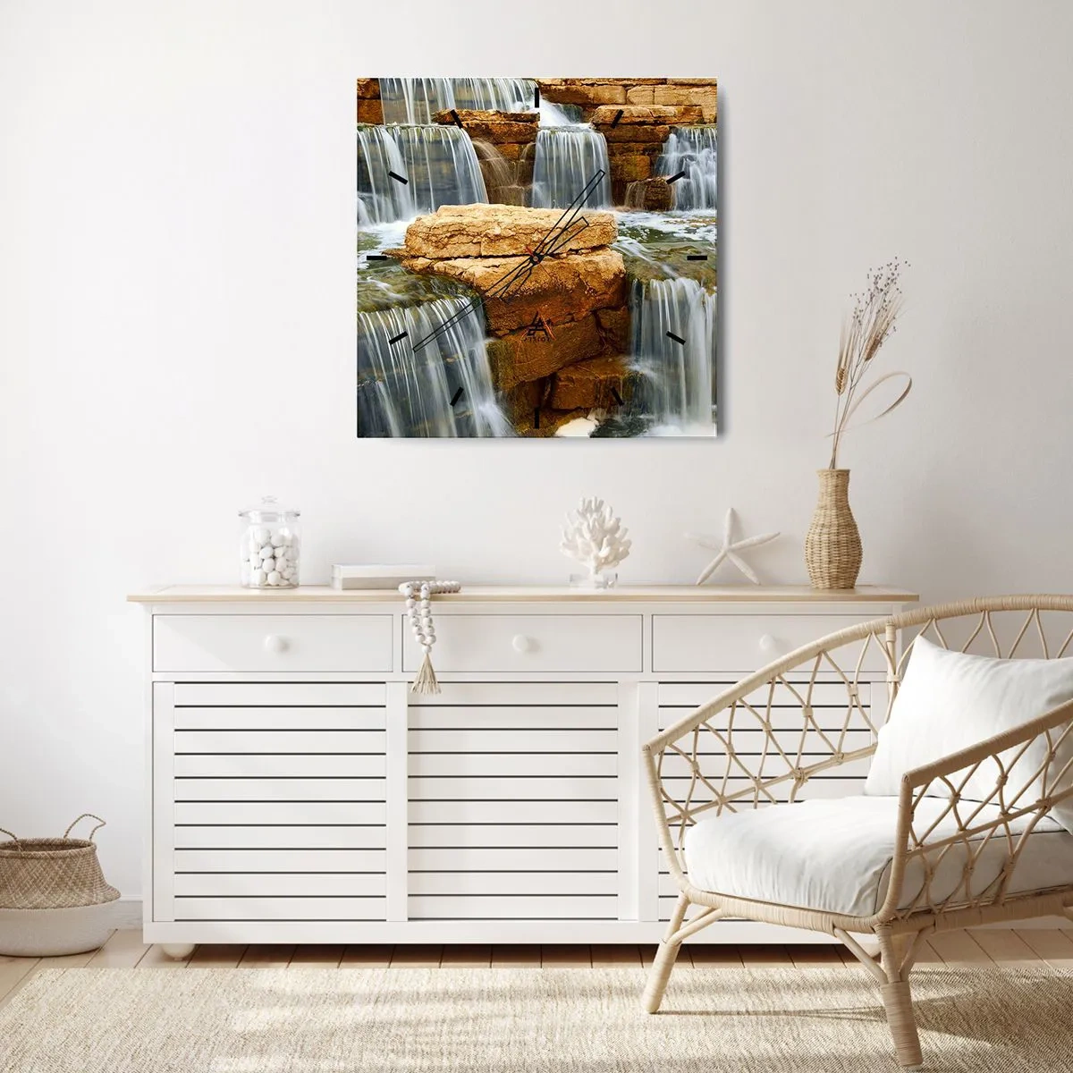 Wanduhr - Glasuhr - Treppe zum Himmel - 40x40 cm