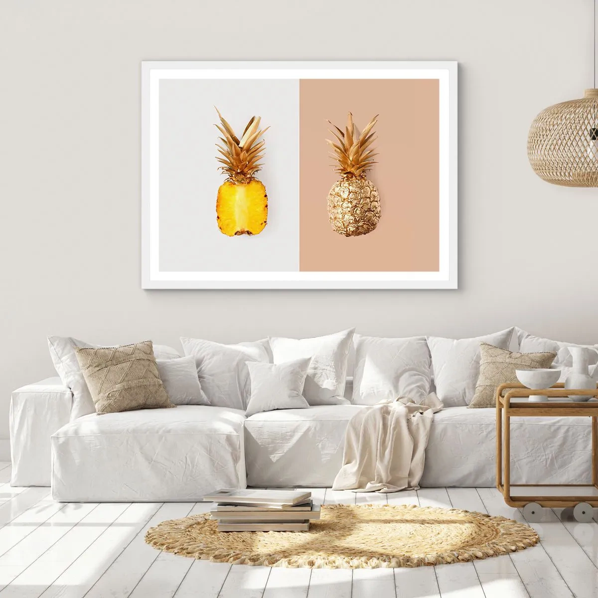 Poster in einem weißen Rahmen - Ananas für uns - 40x30 cm