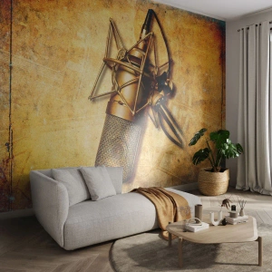 Fototapete Standard Eco - Die goldenen Jahre des Radios - Mikrofon, Musik, Retro - 500x350 cm