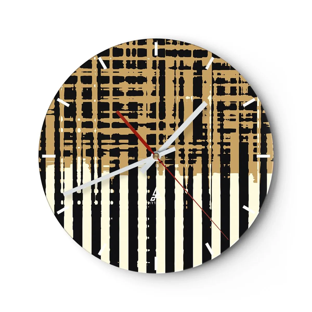 Wanduhr - Glasuhr - Geometrische Abstraktion in Beige- und Schwarztönen - 30x30cm - Architektonische Abstraktion - Moderne Wanddekoration für Wohnzimmer, Küche und Schlafzimmer ARTTOR