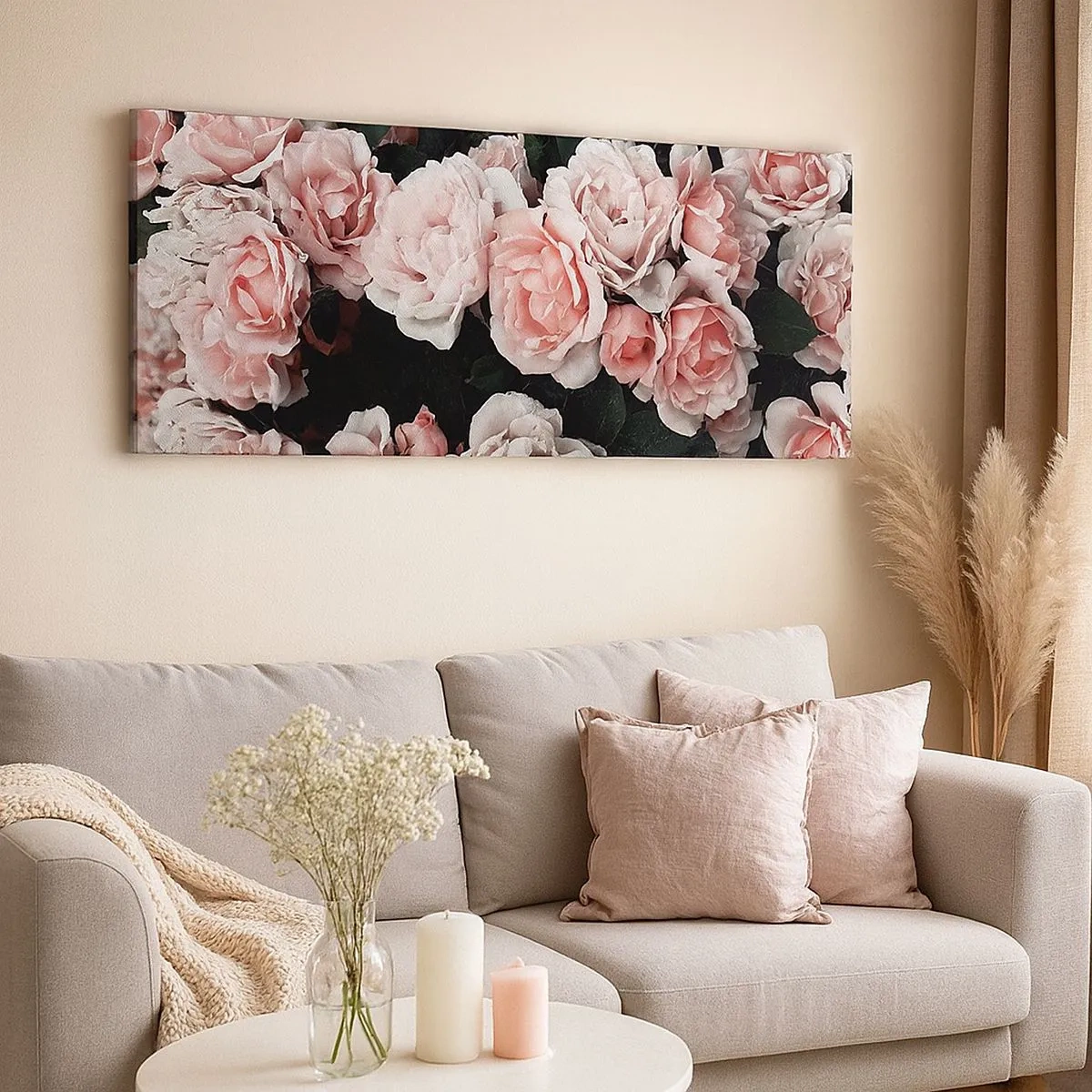 Bild auf Leinwand - Leinwandbild - Rosen-Ensemble - 100x40 cm