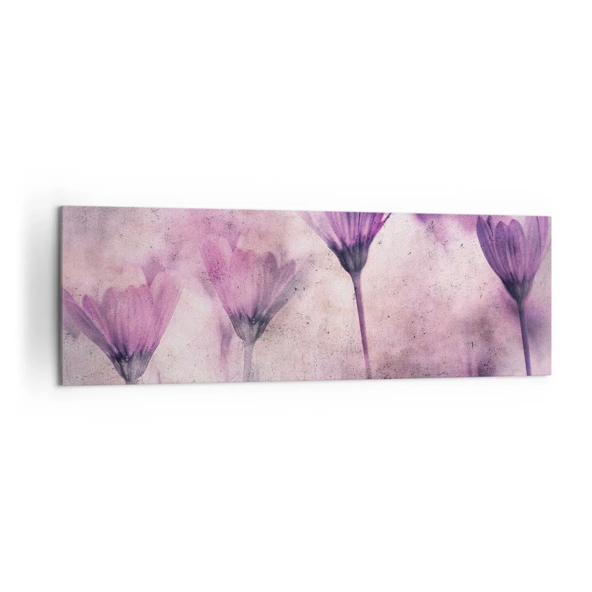 Bild auf Leinwand - Leinwandbild - Zarte Blüten in Lilatönen auf hellem Untergrund - 160x50cm - Ein Blumentraum - Moderne Wanddekoration für Wohnzimmer und Schlafzimmer ARTTOR