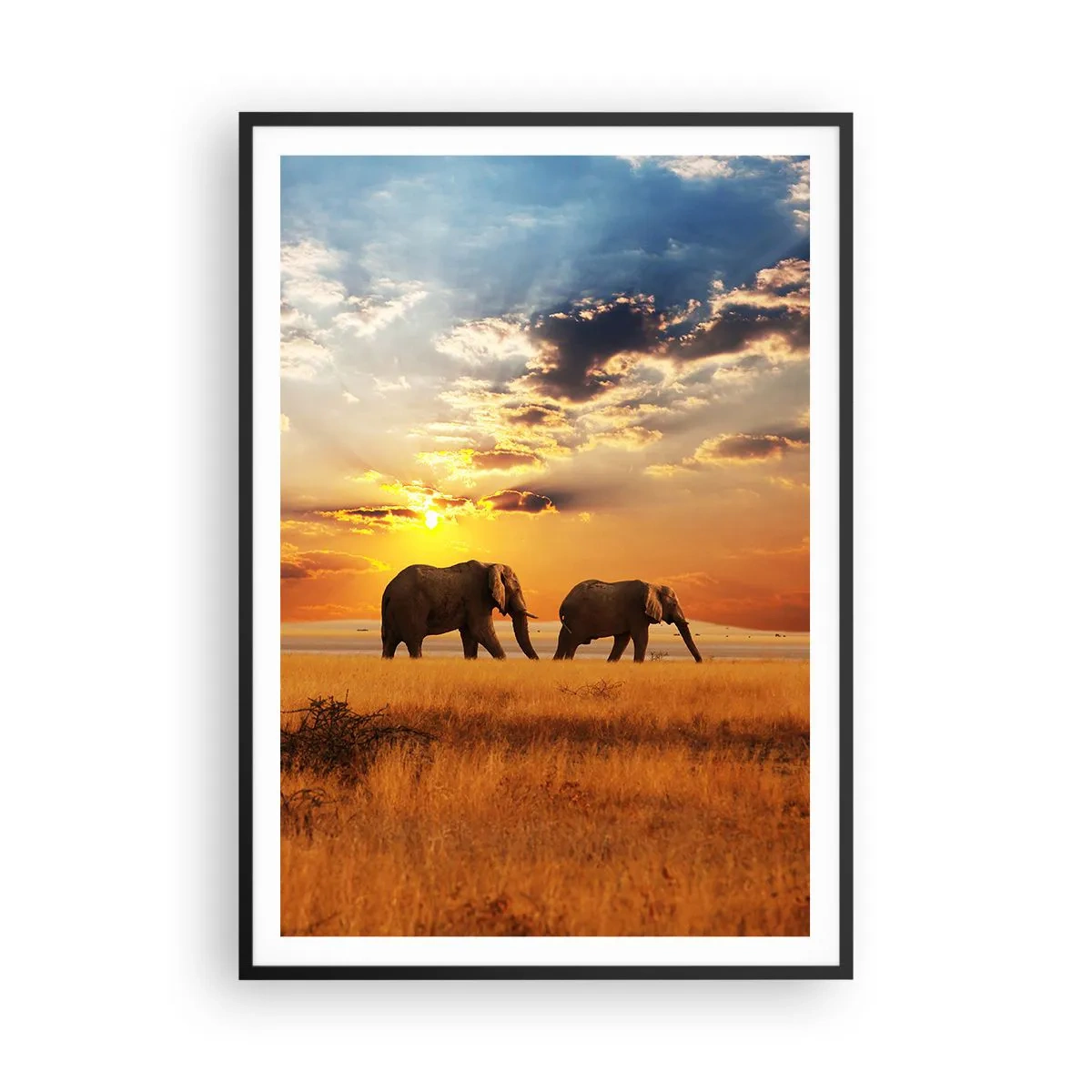 Poster in einem schwarzem Rahmen - Familienspaziergang - 70x100 cm