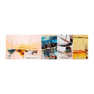 Fototapeten Muster Premium Canvas - Abend im Yachthafen - Boote, Segelboote, Stück - 100x30 cm