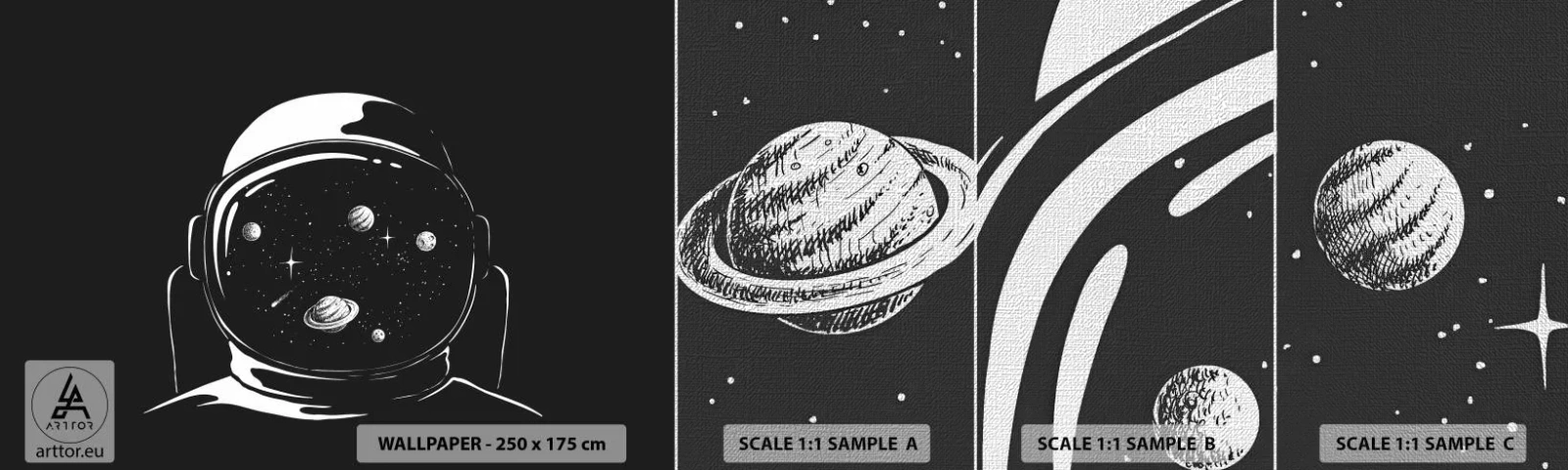 Fototapeten Muster Premium Canvas - Schöne Aussicht - Astronaut, Kosmos, Universum - 100x30 cm
