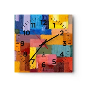 Wanduhr - Glasuhr - Jeder ist anders, alle bunt - 30x30 cm
