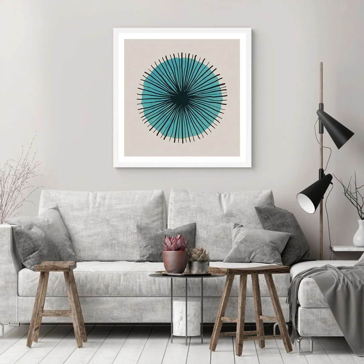 Poster in einem weißen Rahmen - Strahlend im Blau - 50x50 cm